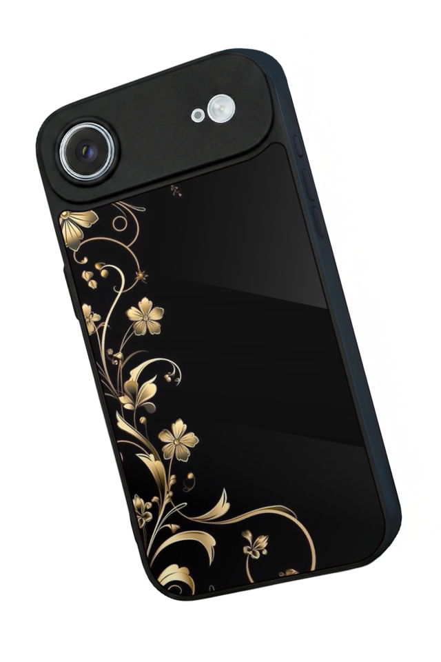 iPhone 17 Air Uyumlu Yaldizli Cicek Tasarımlı Glossy Premium Kılıf