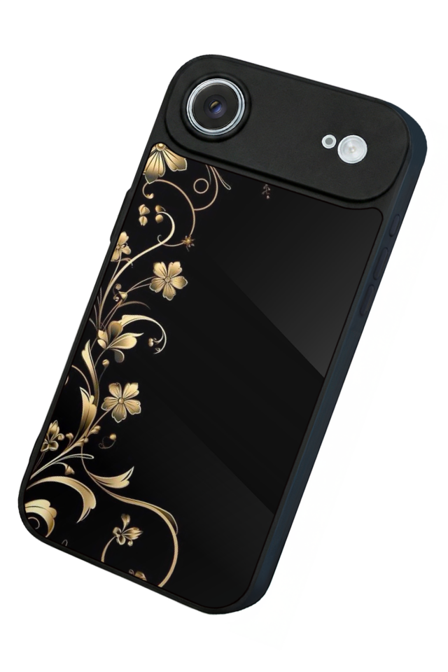 iPhone 17 Air Uyumlu Yaldizli Cicek Tasarımlı Glossy Premium Kılıf