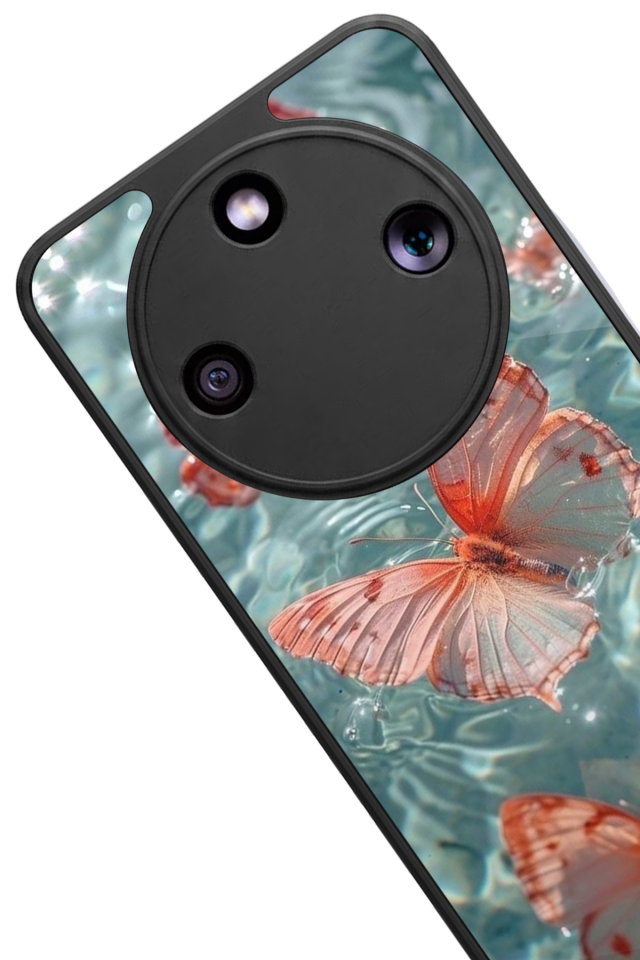 Honor Magic 8 Lite Uyumlu Kelebek Tasarımlı Glossy Premium Kılıf
