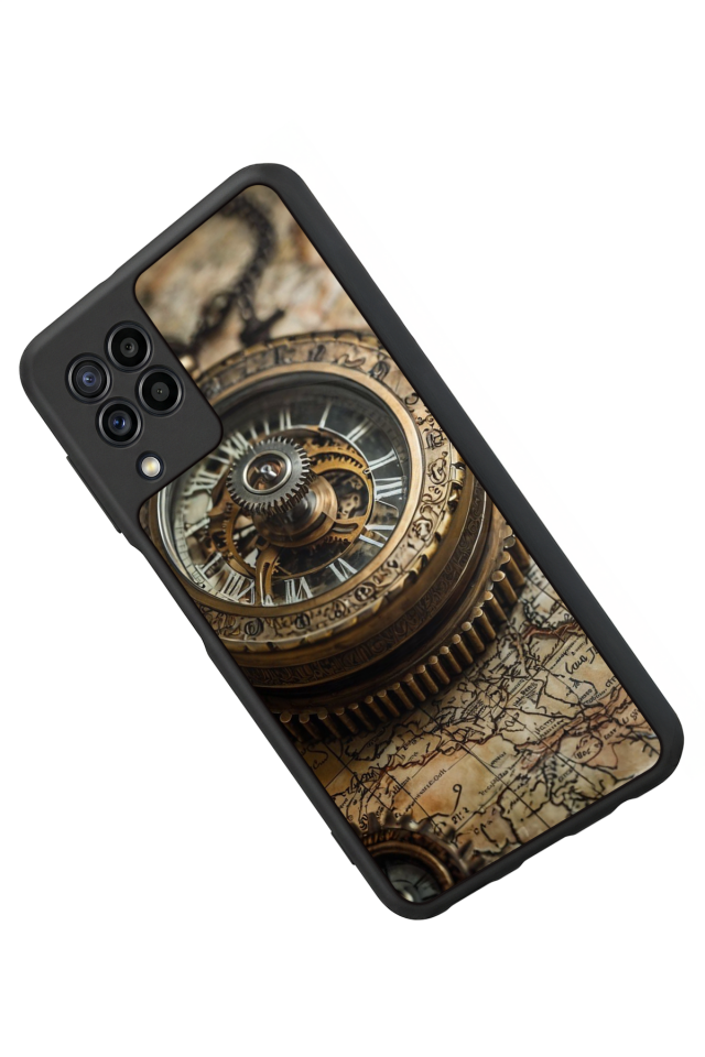 Samsung Galaxy M22 Uyumlu Pusula Tasarımlı Glossy Premium Kılıf
