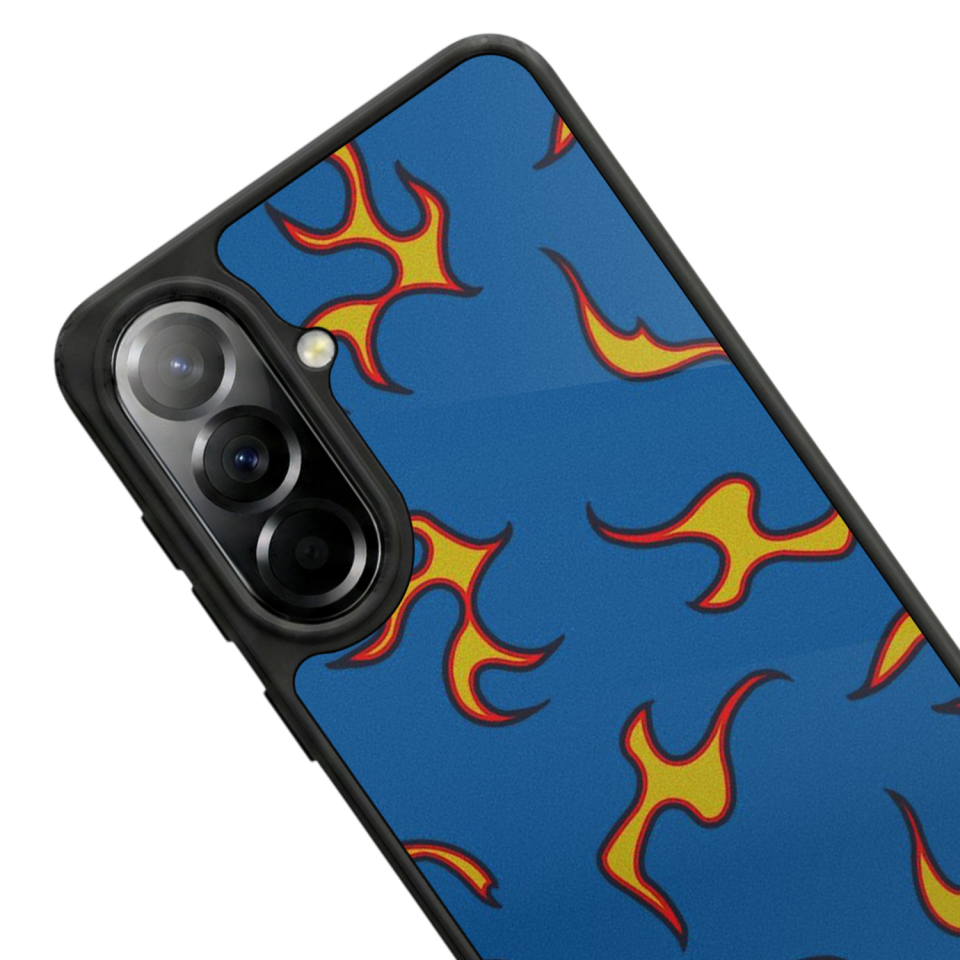 Samsung Galaxy A57 Uyumlu Retro Flame Patterns Tasarımlı Glossy Premium Kılıf