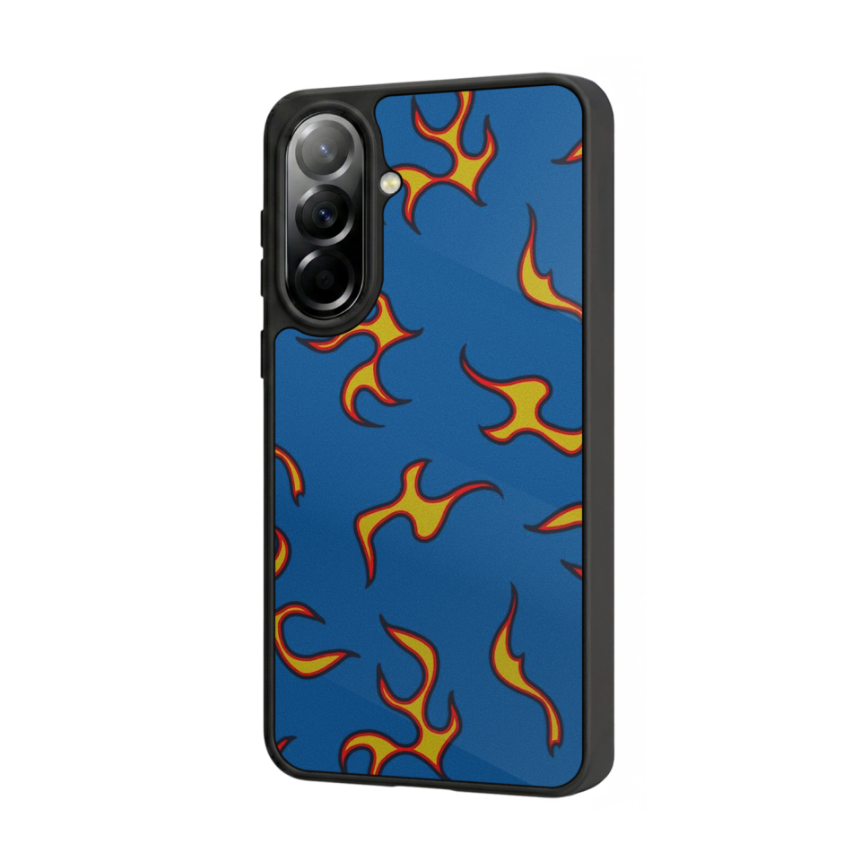 Samsung Galaxy A57 Uyumlu Retro Flame Patterns Tasarımlı Glossy Premium Kılıf