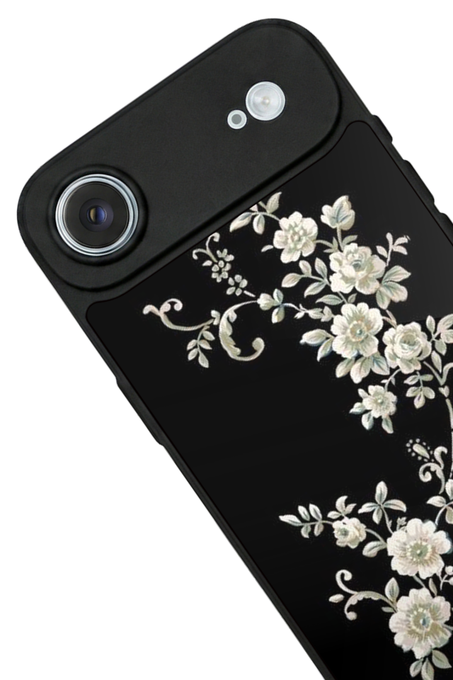 iPhone 17 Air Uyumlu Yaldizli Cicek Tasarımlı Glossy Premium Kılıf
