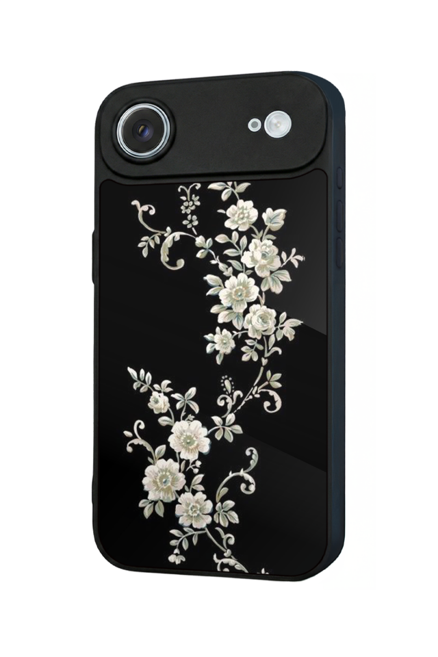 iPhone 17 Air Uyumlu Yaldizli Cicek Tasarımlı Glossy Premium Kılıf