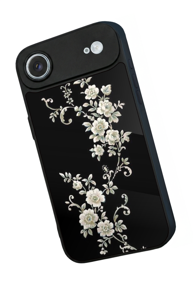 iPhone 17 Air Uyumlu Yaldizli Cicek Tasarımlı Glossy Premium Kılıf