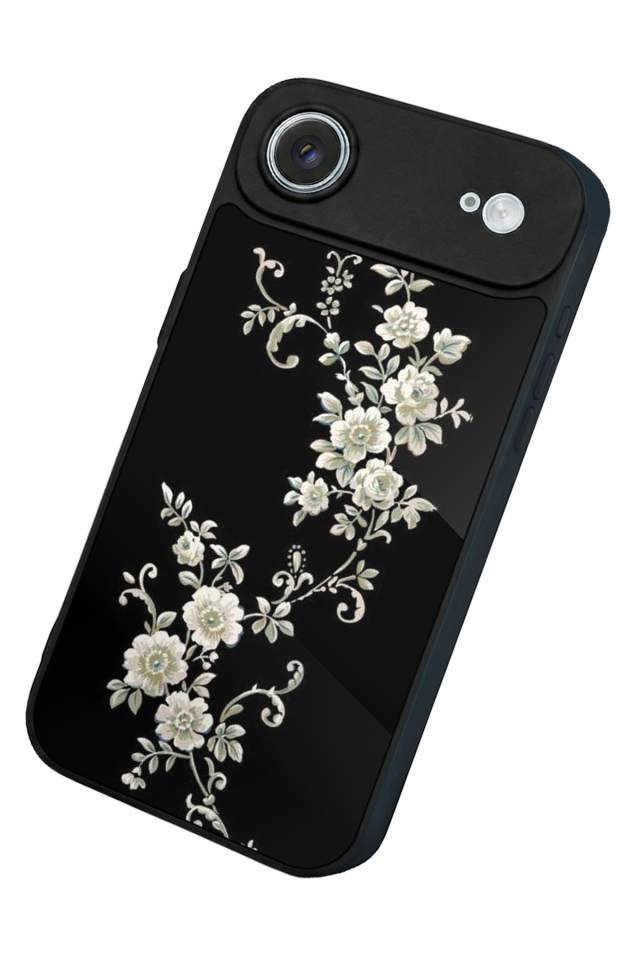 iPhone 17 Air Uyumlu Yaldizli Cicek Tasarımlı Glossy Premium Kılıf