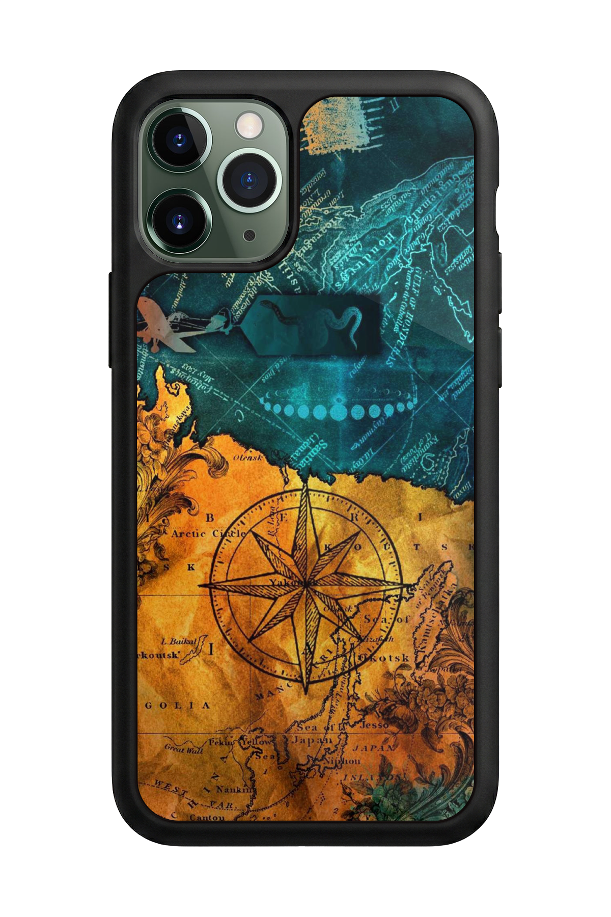 iPhone 11 Pro Uyumlu Pusula Tasarımlı Glossy Premium Kılıf