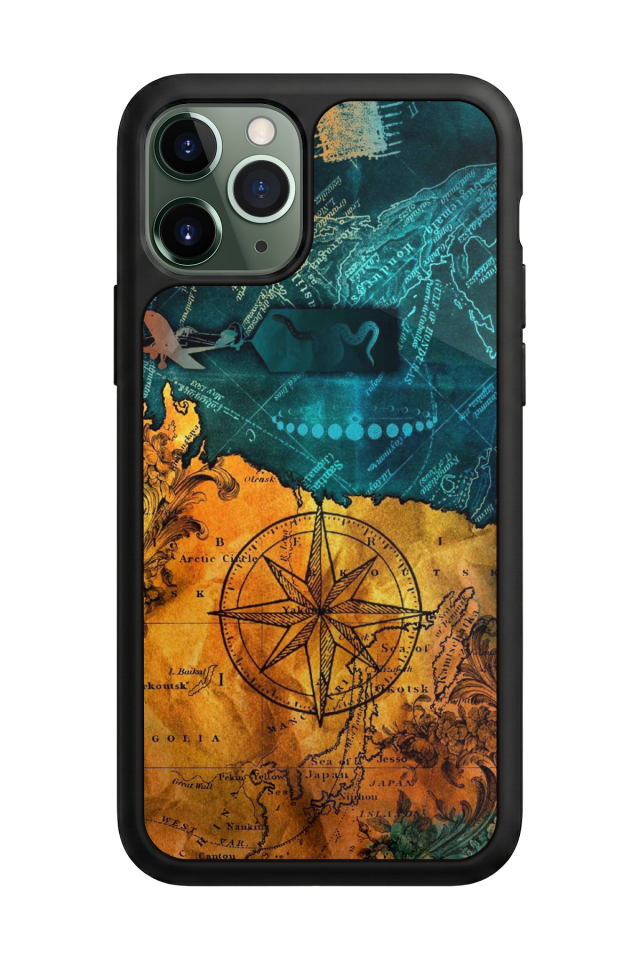 iPhone 11 Pro Uyumlu Pusula Tasarımlı Glossy Premium Kılıf