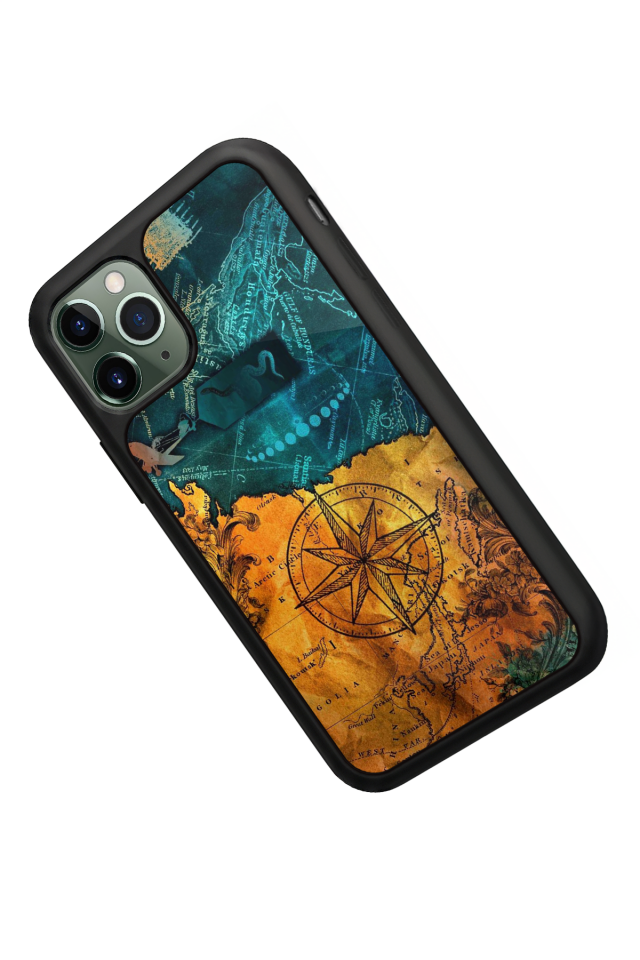 iPhone 11 Pro Uyumlu Pusula Tasarımlı Glossy Premium Kılıf