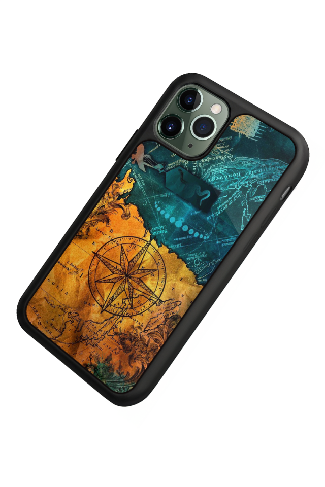 iPhone 11 Pro Uyumlu Pusula Tasarımlı Glossy Premium Kılıf