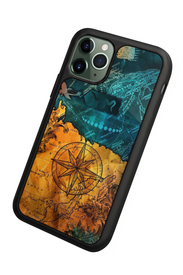 iPhone 11 Pro Uyumlu Pusula Tasarımlı Glossy Premium Kılıf