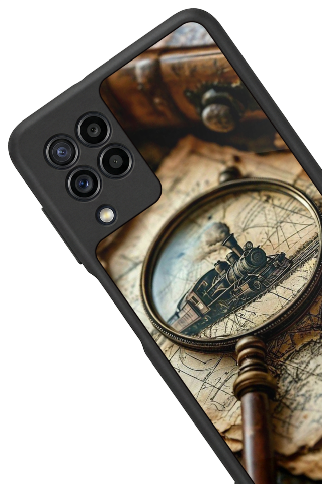 Samsung Galaxy M22 Uyumlu Pusula Tasarımlı Glossy Premium Kılıf
