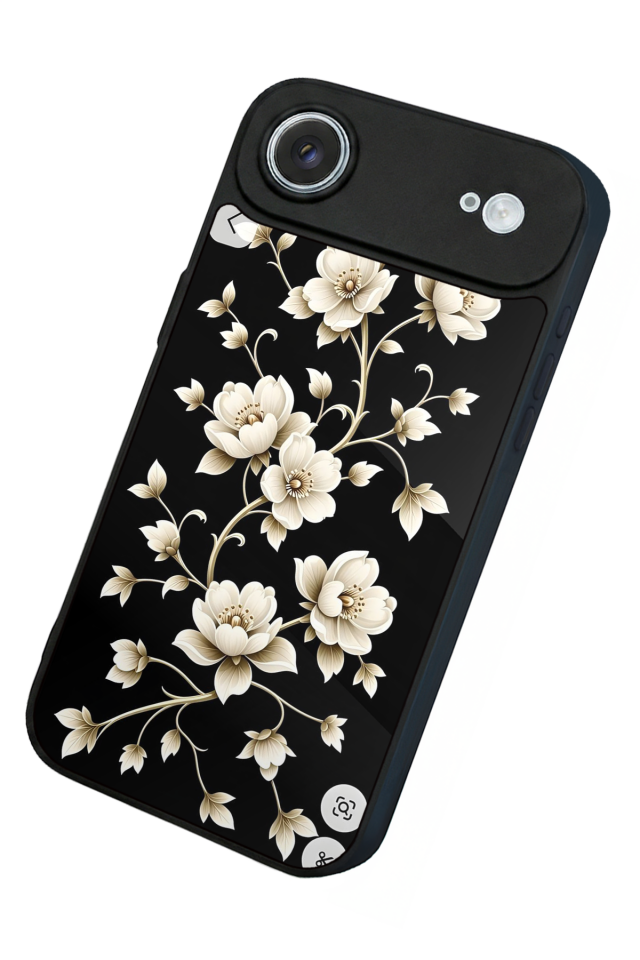 iPhone 17 Air Uyumlu Yaldizli Cicek Tasarımlı Glossy Premium Kılıf