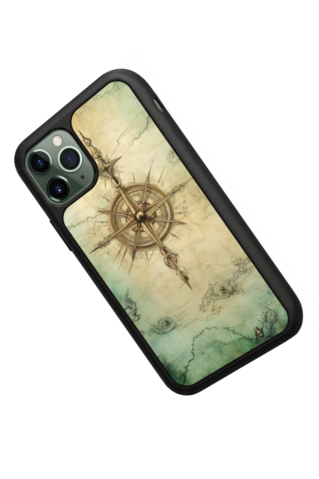 iPhone 11 Pro Uyumlu Pusula Tasarımlı Glossy Premium Kılıf