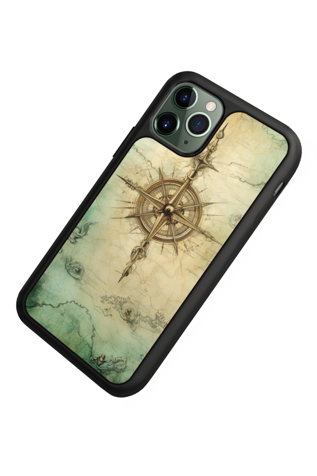 iPhone 11 Pro Uyumlu Pusula Tasarımlı Glossy Premium Kılıf