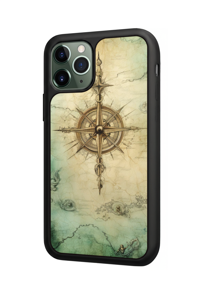 iPhone 11 Pro Uyumlu Pusula Tasarımlı Glossy Premium Kılıf