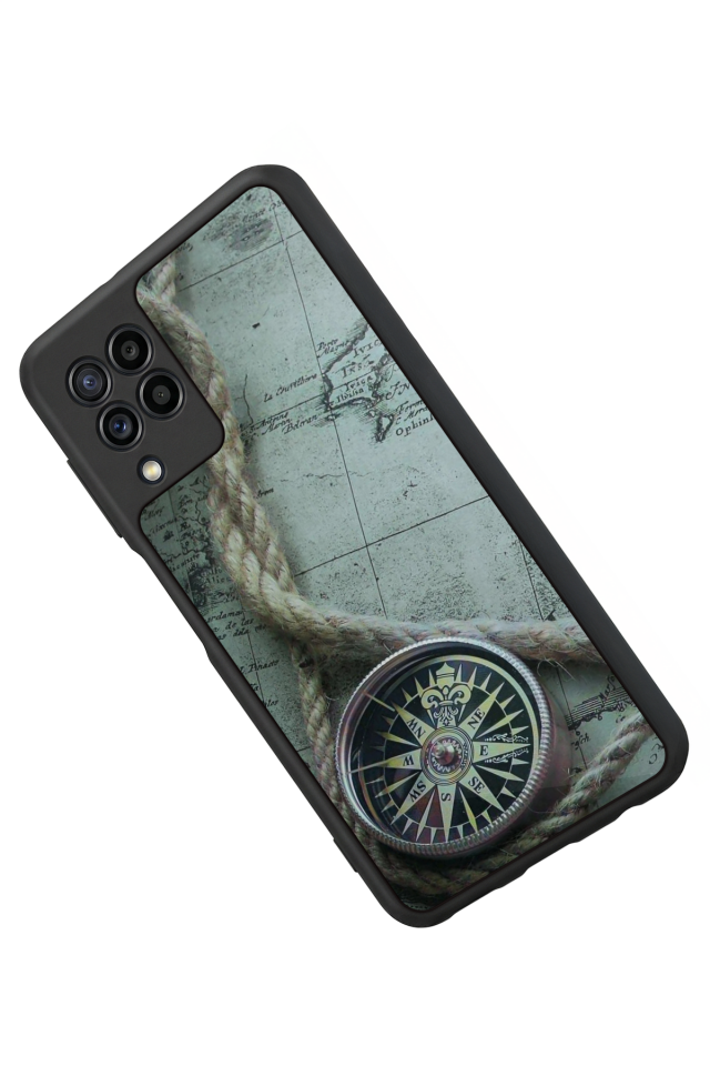 Samsung Galaxy M22 Uyumlu Pusula Tasarımlı Glossy Premium Kılıf
