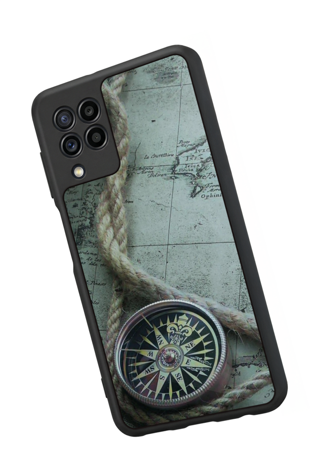 Samsung Galaxy M22 Uyumlu Pusula Tasarımlı Glossy Premium Kılıf