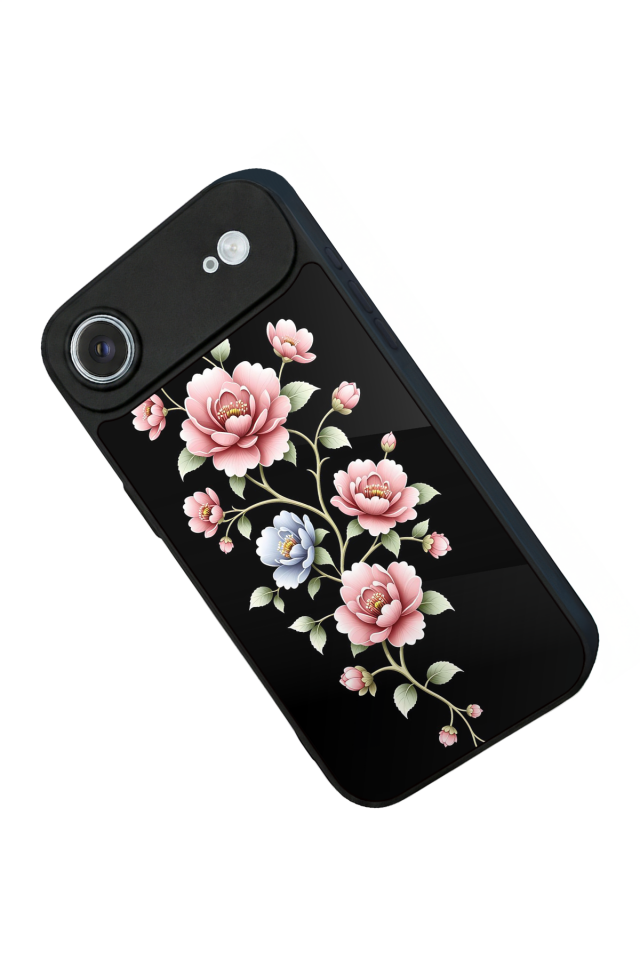 iPhone 17 Air Uyumlu Yaldizli Cicek Tasarımlı Glossy Premium Kılıf