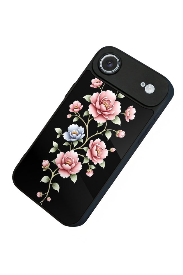iPhone 17 Air Uyumlu Yaldizli Cicek Tasarımlı Glossy Premium Kılıf