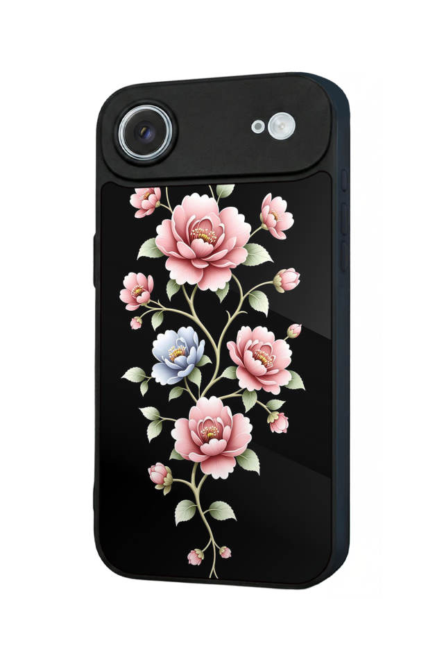 iPhone 17 Air Uyumlu Yaldizli Cicek Tasarımlı Glossy Premium Kılıf