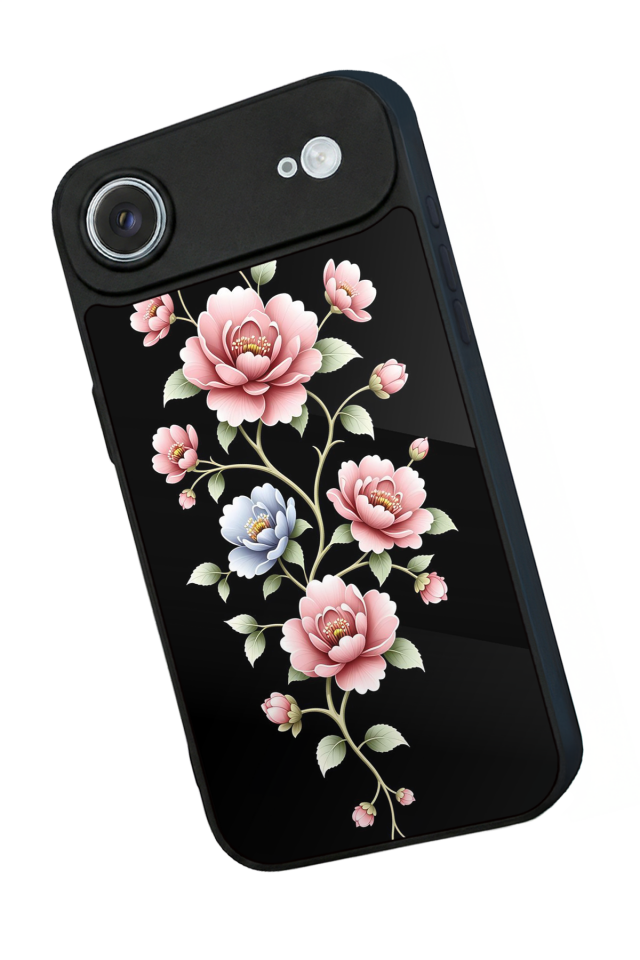 iPhone 17 Air Uyumlu Yaldizli Cicek Tasarımlı Glossy Premium Kılıf