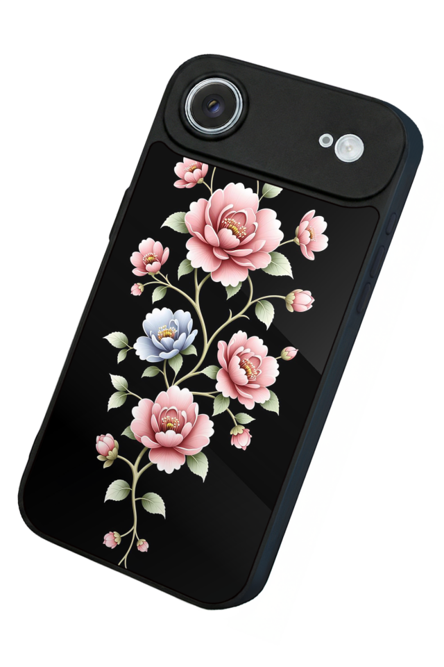 iPhone 17 Air Uyumlu Yaldizli Cicek Tasarımlı Glossy Premium Kılıf