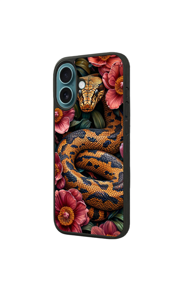 iPhone 16 Uyumlu Yılan Tasarımlı Glossy Premium Kılıf