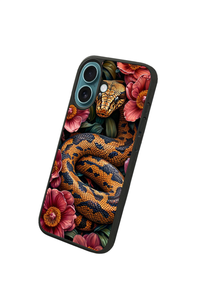 iPhone 16 Uyumlu Yılan Tasarımlı Glossy Premium Kılıf