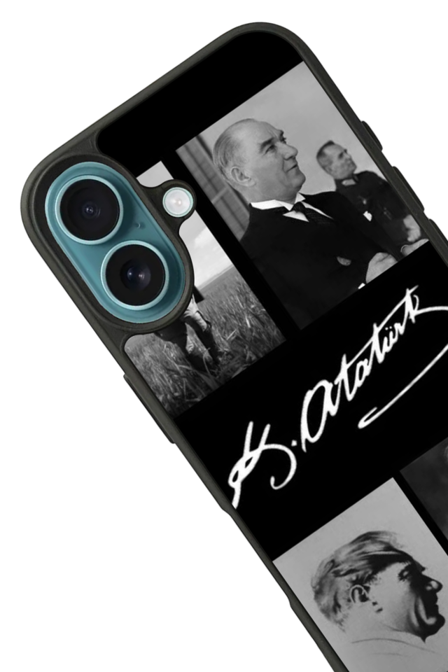 iPhone 16 Plus Uyumlu Mustafa Kemal Ataturk Tasarımlı Glossy Premium Kılıf