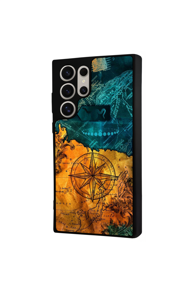 Samsung Galaxy S23 Ultra Uyumlu Pusula Tasarımlı Glossy Premium Kılıf