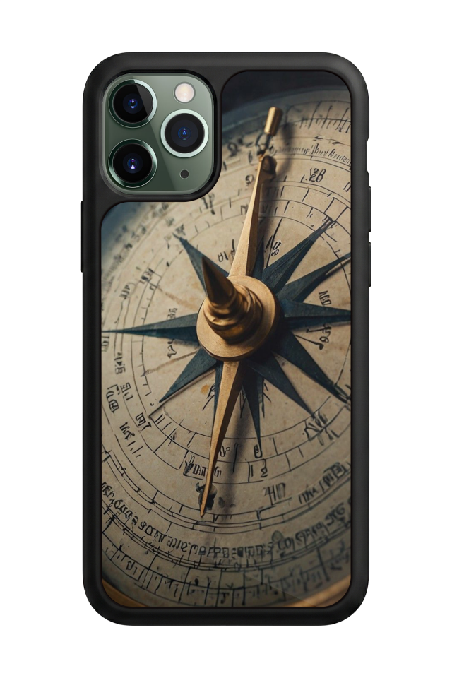 iPhone 11 Pro Uyumlu Pusula Tasarımlı Glossy Premium Kılıf