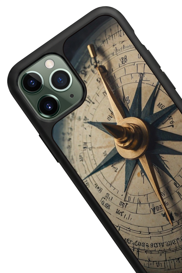 iPhone 11 Pro Uyumlu Pusula Tasarımlı Glossy Premium Kılıf