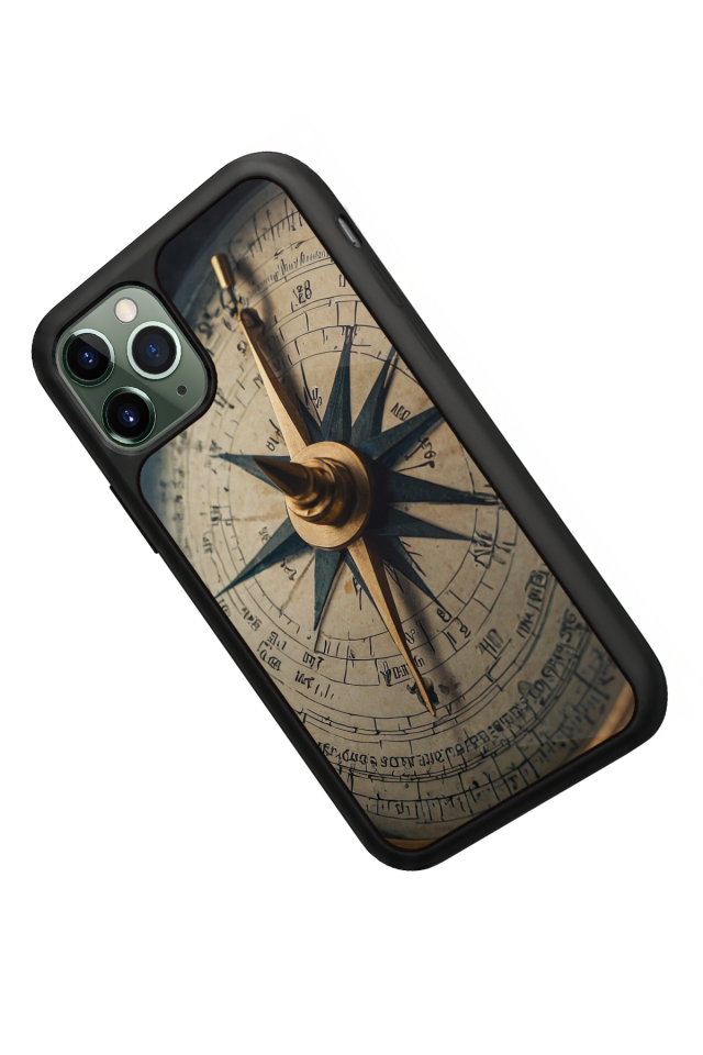 iPhone 11 Pro Uyumlu Pusula Tasarımlı Glossy Premium Kılıf