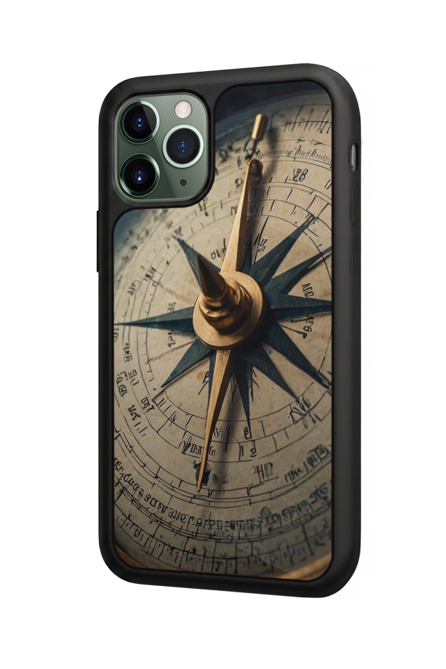 iPhone 11 Pro Uyumlu Pusula Tasarımlı Glossy Premium Kılıf