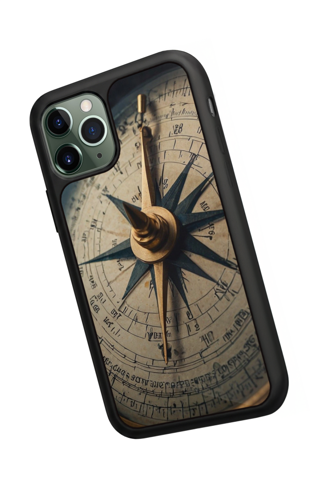 iPhone 11 Pro Uyumlu Pusula Tasarımlı Glossy Premium Kılıf