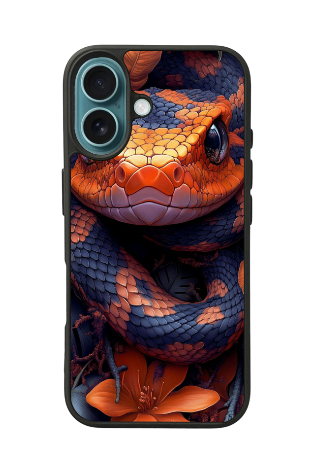 iPhone 16 Uyumlu Yılan Tasarımlı Glossy Premium Kılıf