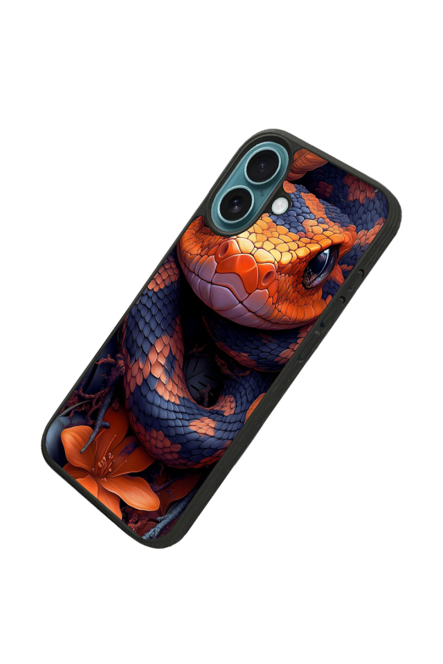 iPhone 16 Uyumlu Yılan Tasarımlı Glossy Premium Kılıf