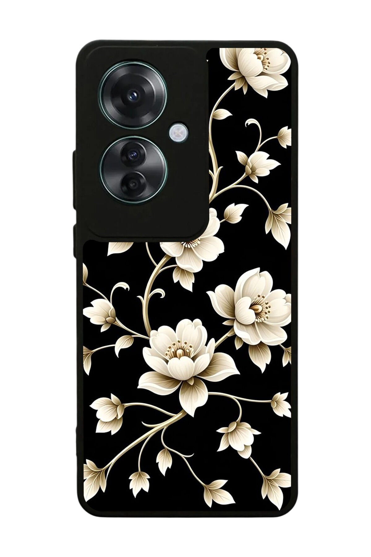 Oppo Reno 11F Uyumlu Yaldizli Cicek Tasarımlı Glossy Premium Kılıf