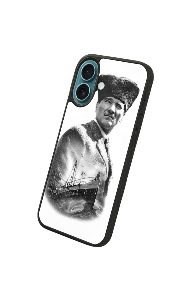 iPhone 16 Plus Uyumlu Mustafa Kemal Ataturk Tasarımlı Glossy Premium Kılıf
