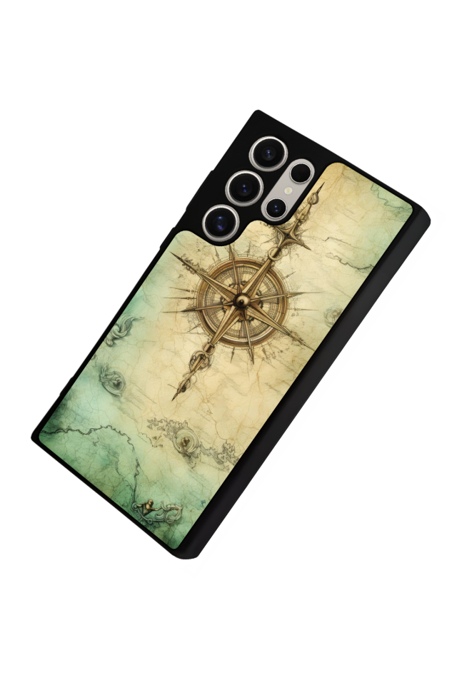Samsung Galaxy S23 Ultra Uyumlu Pusula Tasarımlı Glossy Premium Kılıf