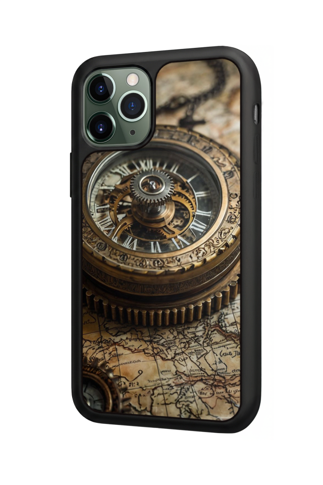 iPhone 11 Pro Uyumlu Pusula Tasarımlı Glossy Premium Kılıf