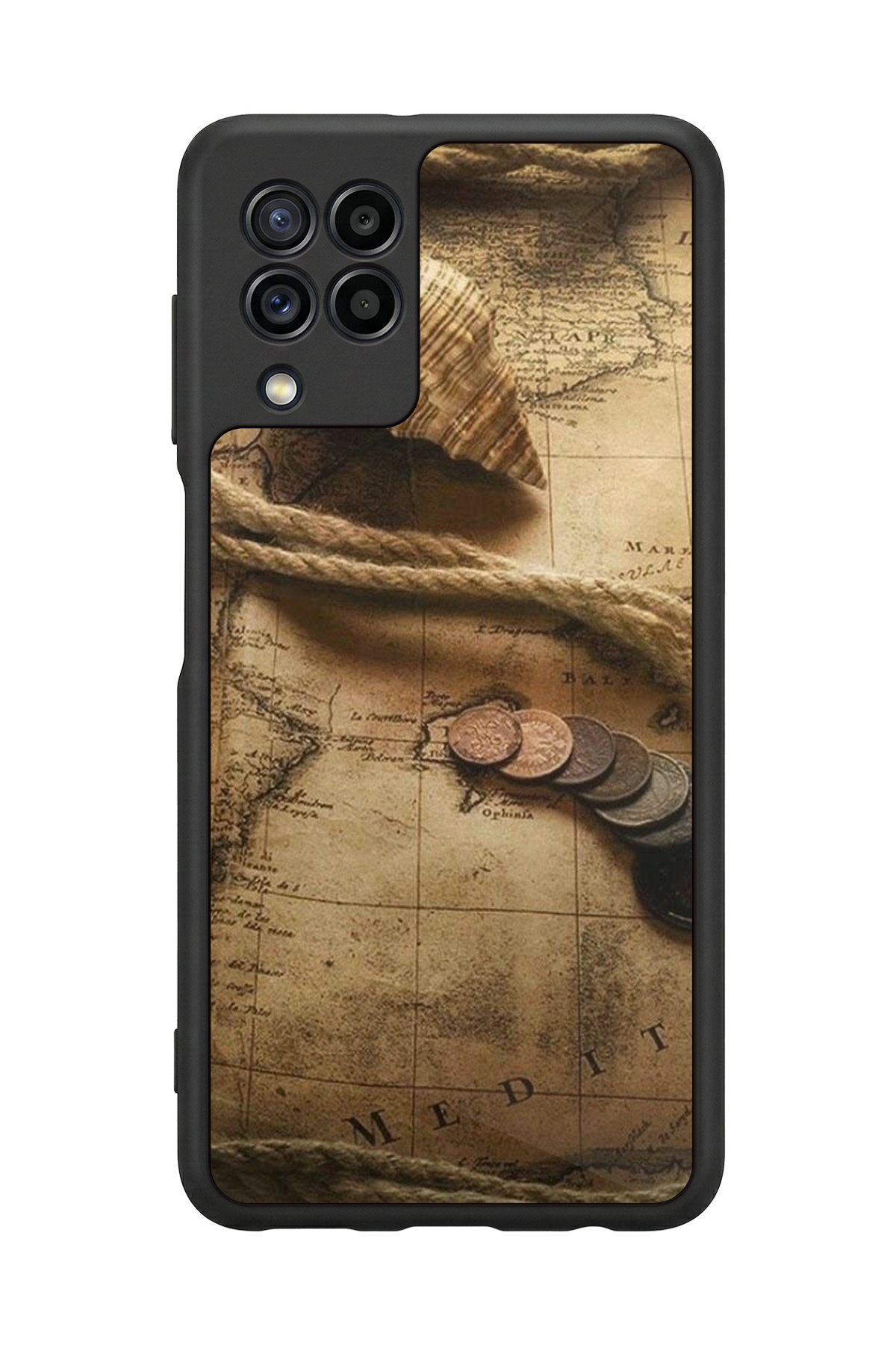 Samsung Galaxy M22 Uyumlu Pusula Tasarımlı Glossy Premium Kılıf