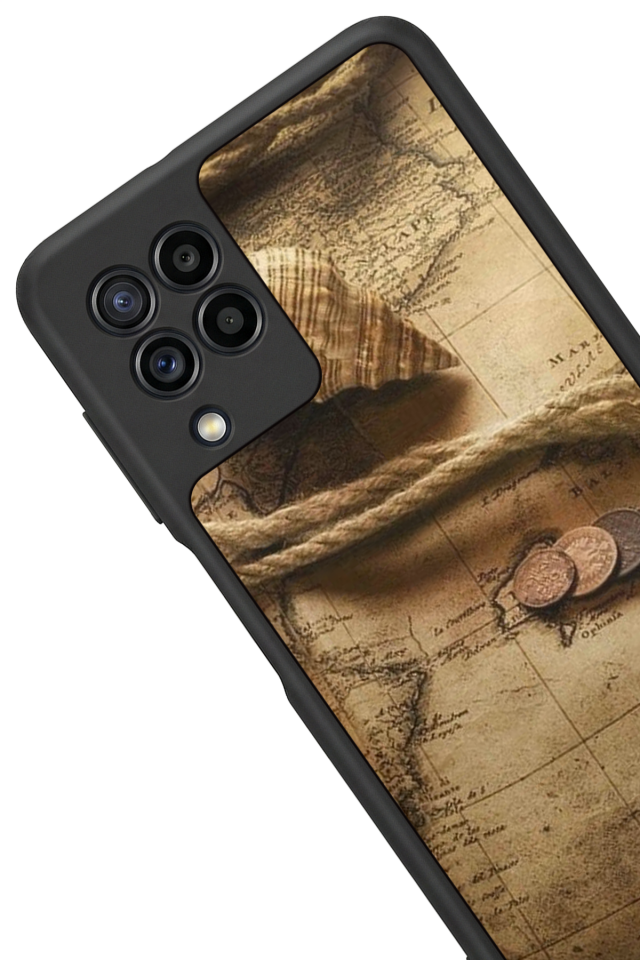 Samsung Galaxy M22 Uyumlu Pusula Tasarımlı Glossy Premium Kılıf