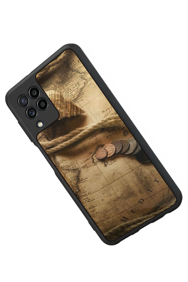 Samsung Galaxy M22 Uyumlu Pusula Tasarımlı Glossy Premium Kılıf