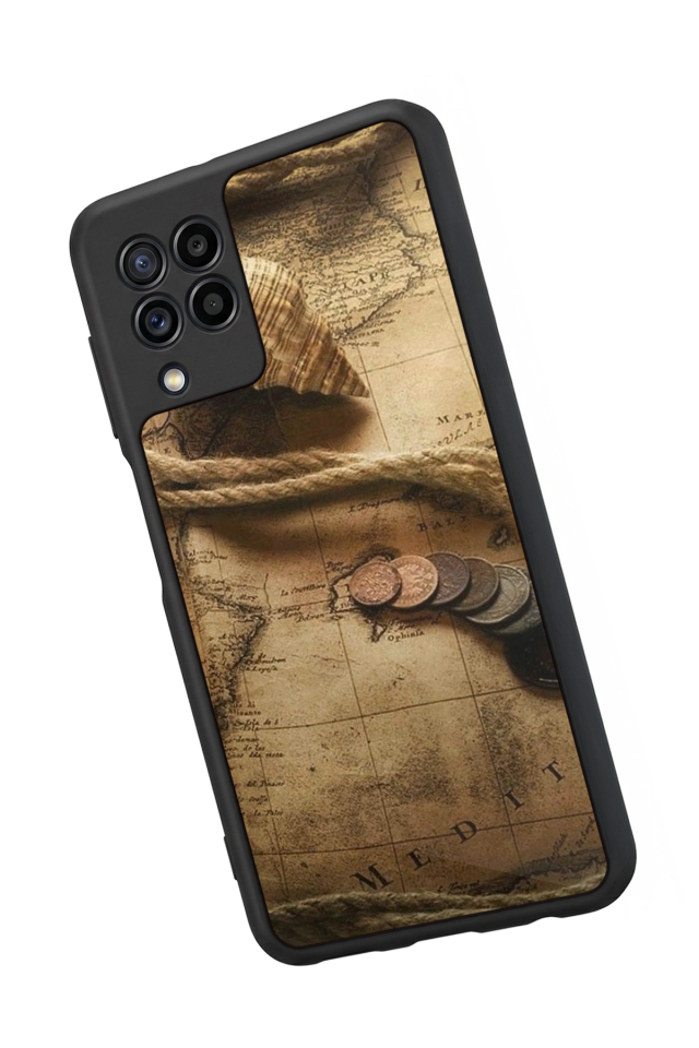 Samsung Galaxy M22 Uyumlu Pusula Tasarımlı Glossy Premium Kılıf