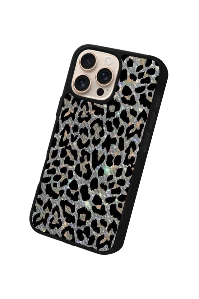 iPhone 16 Pro Max Uyumlu Hologram Leopar Tasarımlı Glossy Premium Kılıf