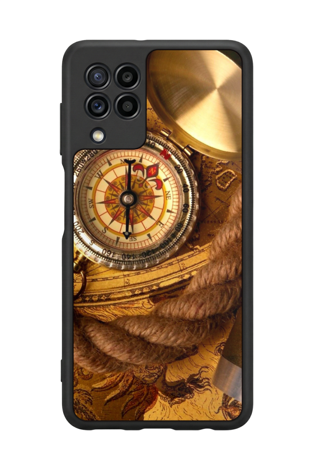Samsung Galaxy M22 Uyumlu Pusula Tasarımlı Glossy Premium Kılıf