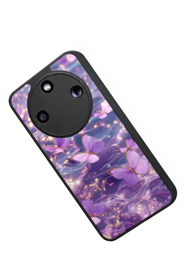 Honor Magic 8 Lite Uyumlu Kelebek Tasarımlı Glossy Premium Kılıf