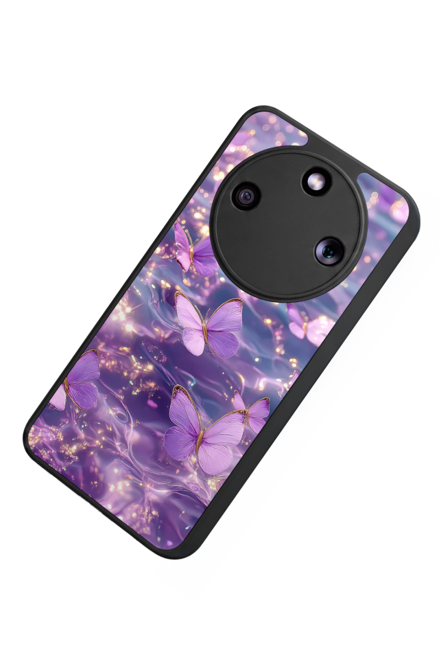 Honor Magic 8 Lite Uyumlu Kelebek Tasarımlı Glossy Premium Kılıf
